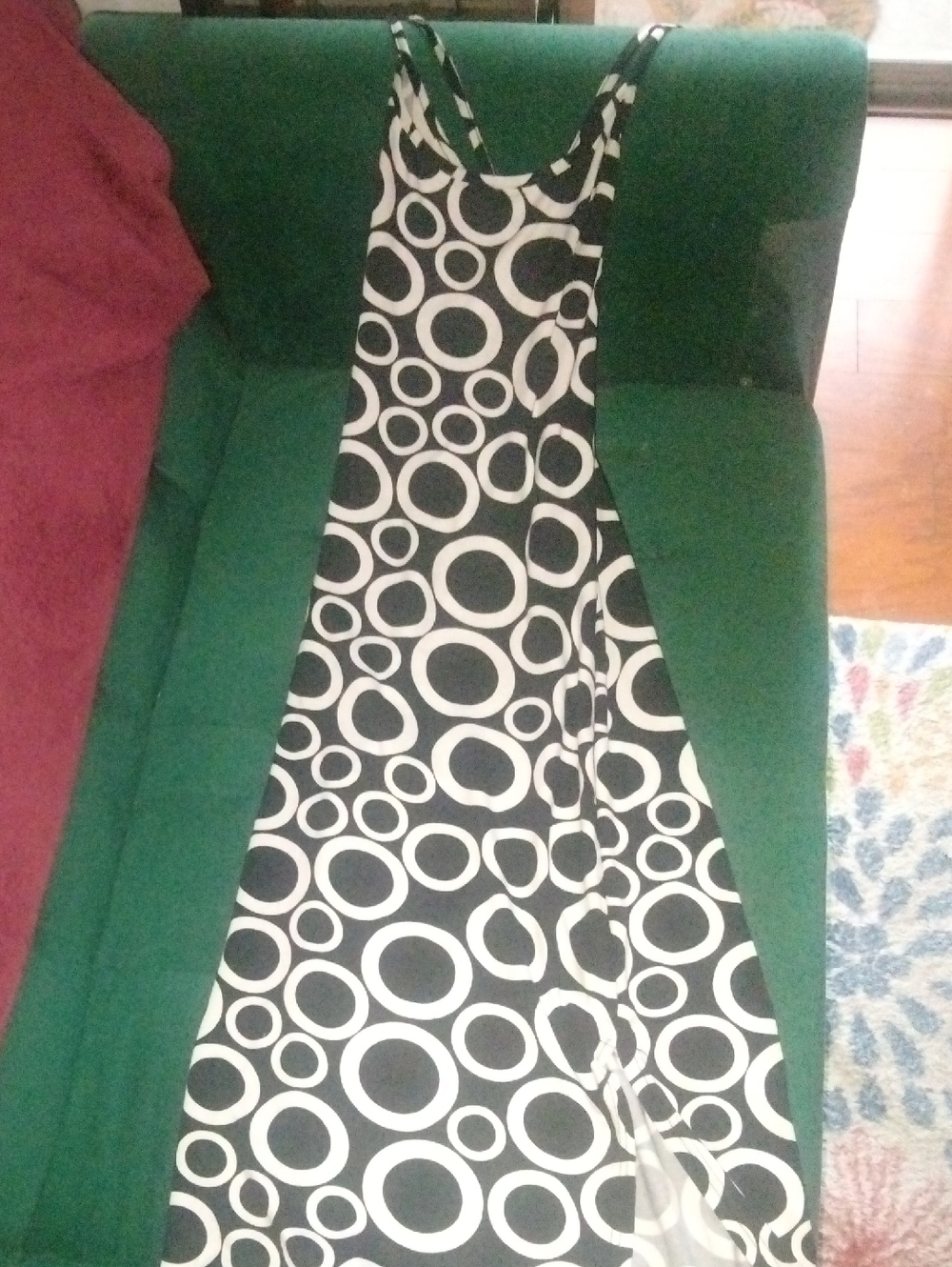 Black and White Circle-Print Maxi Dress